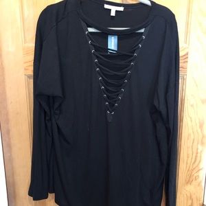 Express long sleeve lace up shirt brand new black